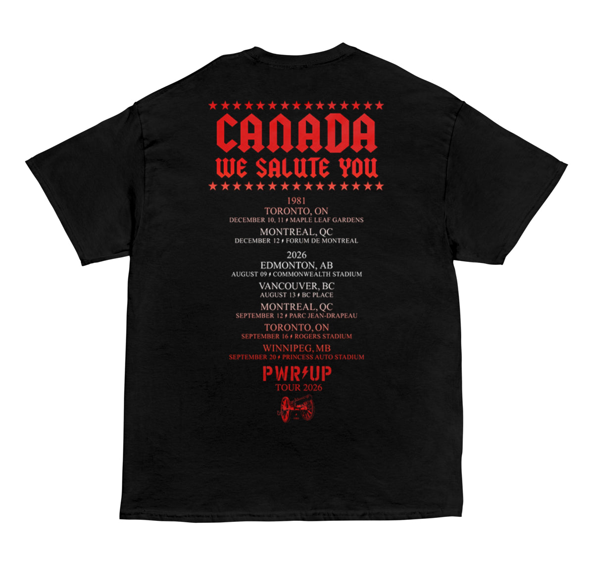 For Those About to Rock Canada PWR UP Tour T-Shirt